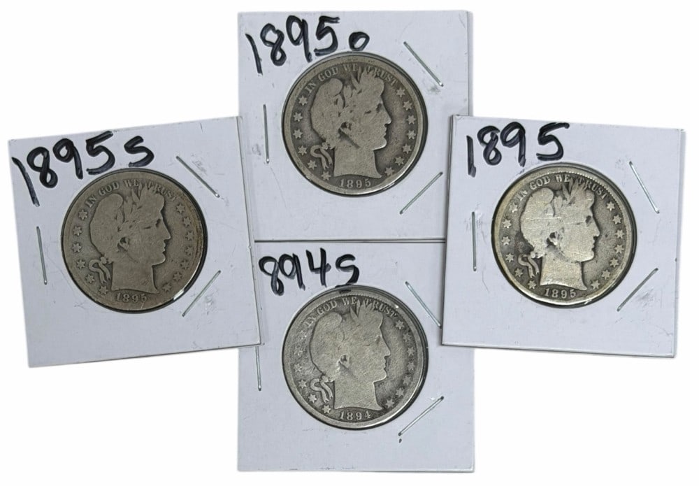 1894-S, 1895-O, 1895 & 1895-S United States Barber Silver Half Dollars (1 of 3)