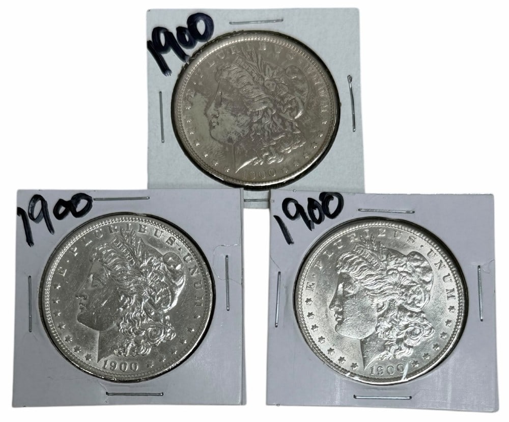 (3) 1900 United States Morgan Silver Dollars: (3) 1900 United States Morgan Silver Dollars. Better condition coins.