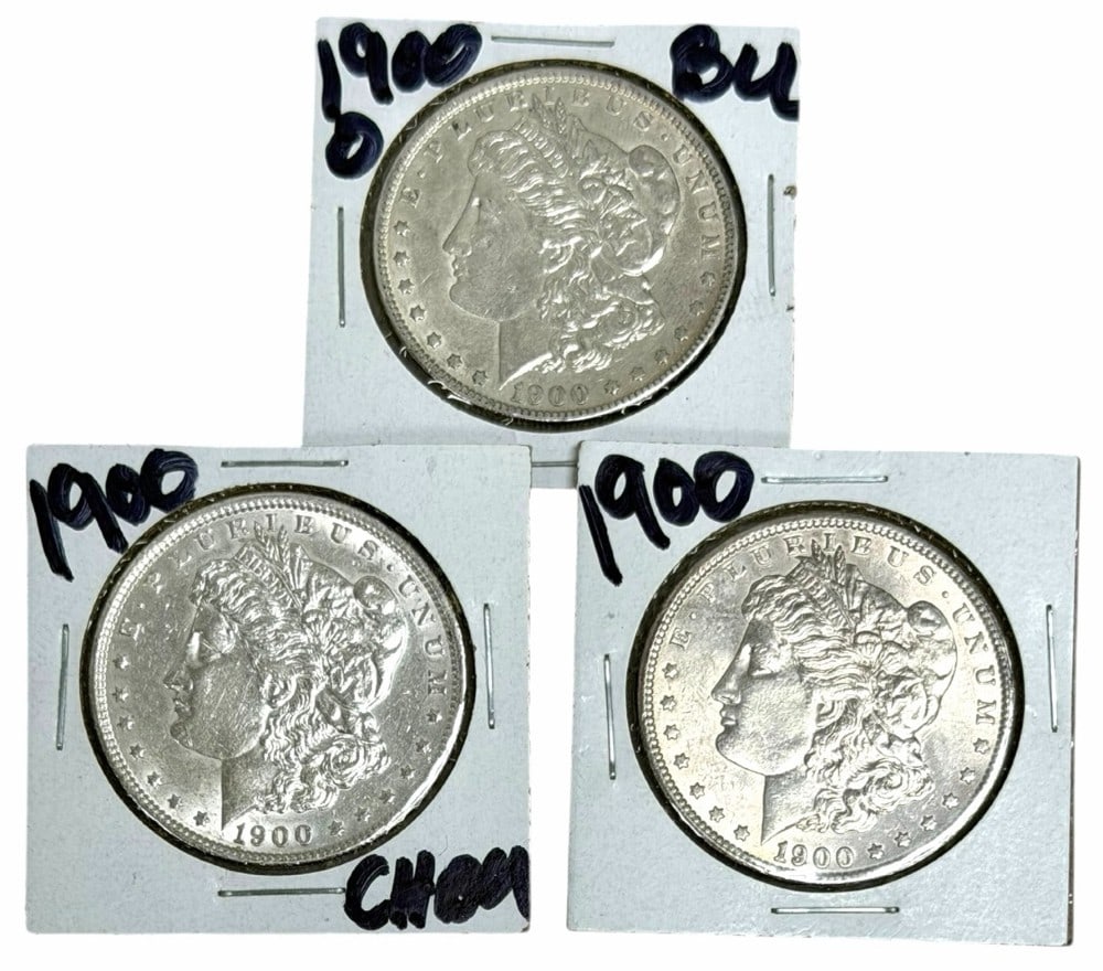 (2) 1900 & (1) 1900-O United States Morgan Silver Dollars: (2) 1900 & (1) 1900-O United States Morgan Silver Dollars. Better condition coins.