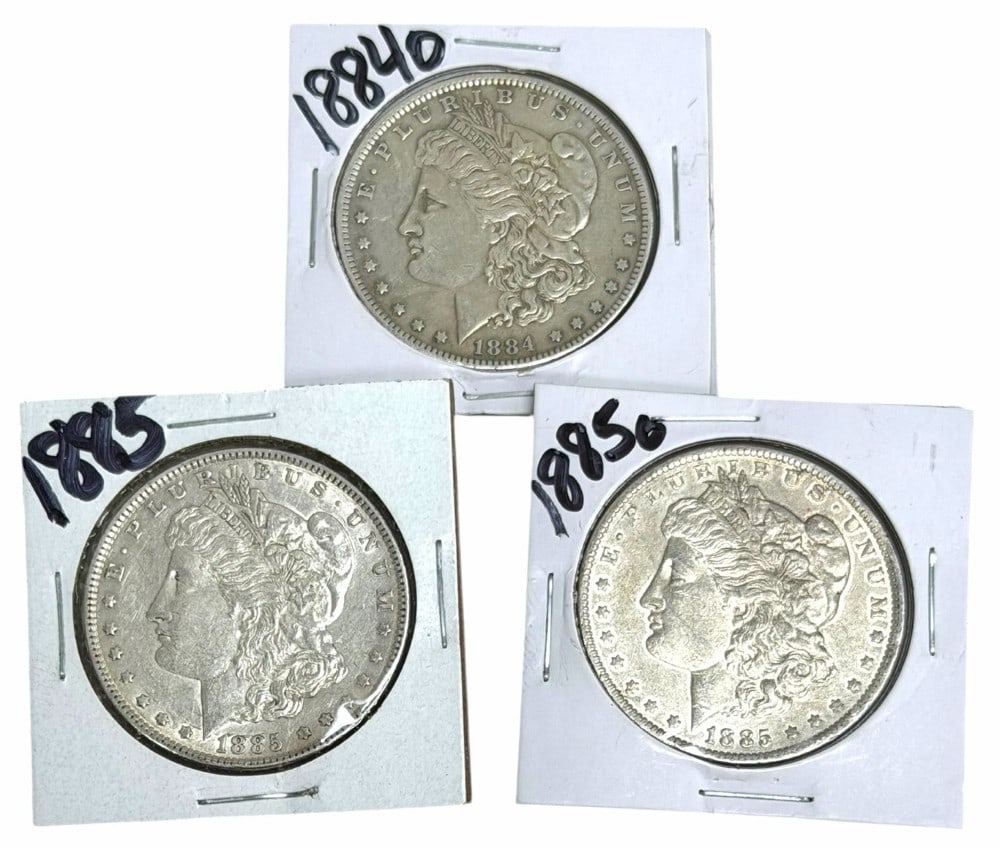 1884-O, 1885 & 1885-O United States Morgan Silver Dollars (1 of 2)
