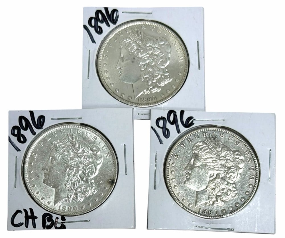 (3) 1896 United States Morgan Silver Dollars: (3) 1896 United States Morgan Silver Dollars. Better condition coins.