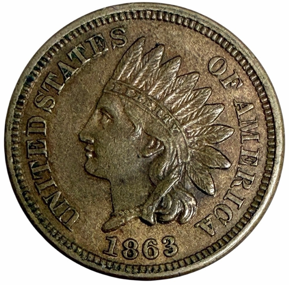 High Grade United States 1863 Copper-Nickel Indian Head Cent: High Grade United States 1863 Copper-Nickel Indian Head Cent.