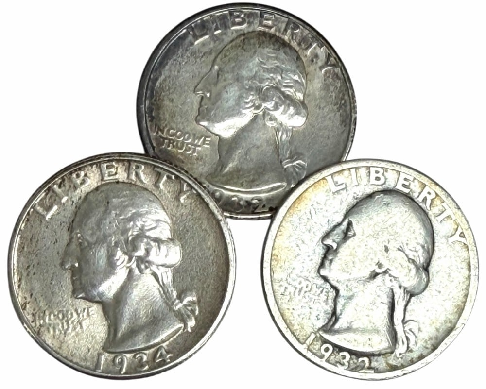 1932, 1932-D & 1934 Washington Silver Quarters (1 of 2)