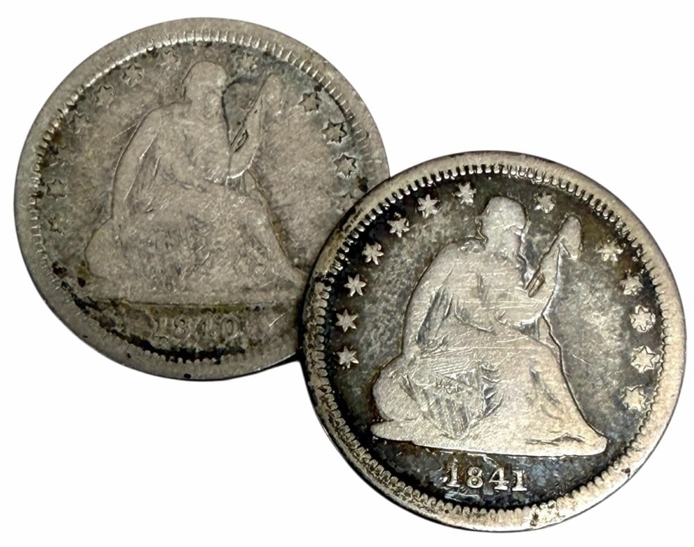 1840-O & 1841-O United States Seated Liberty Quarters: 1840-O & 1841-O United States Seated Liberty Quarters. Circulated conditions.