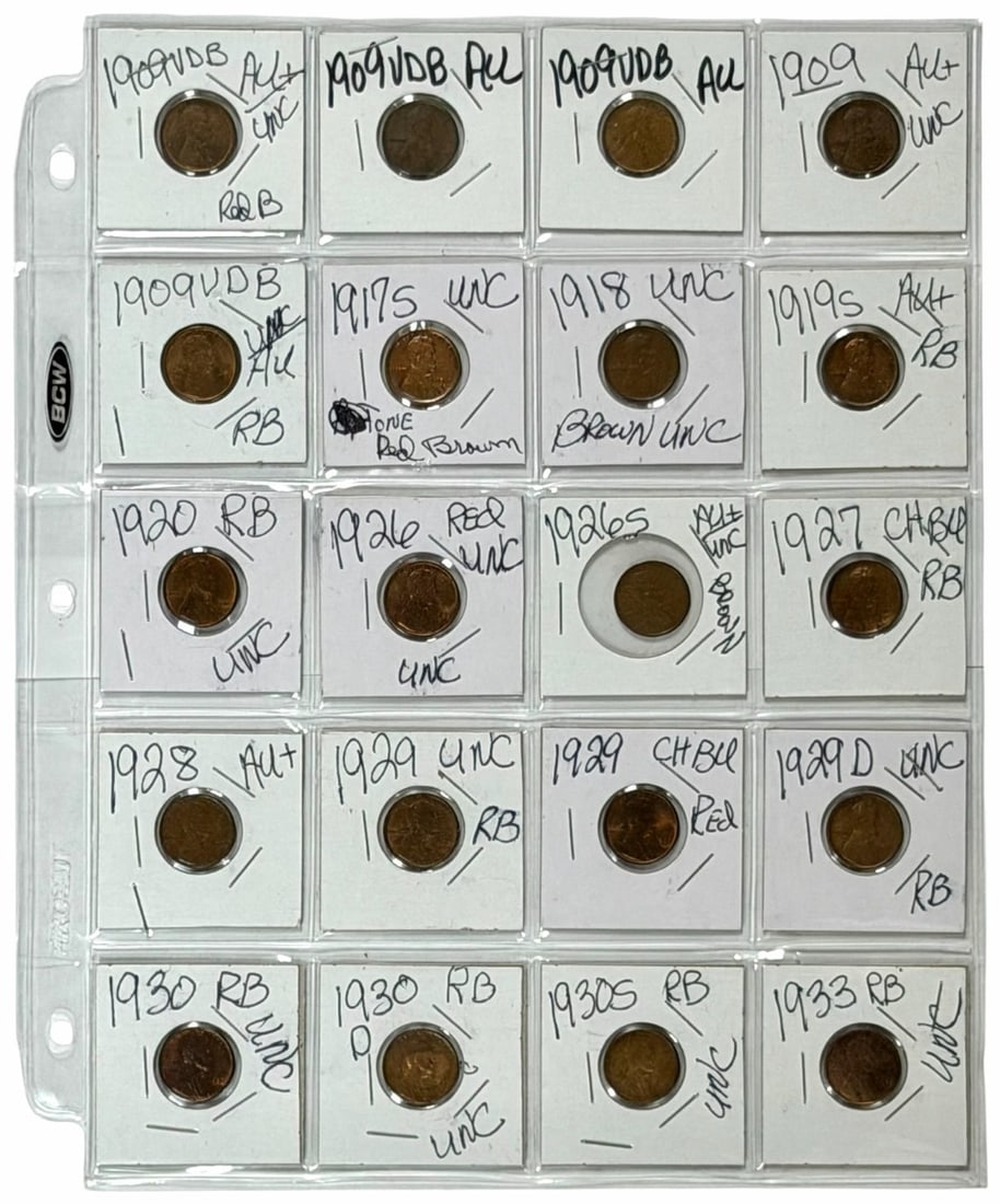 20 Piece 1909 VDB-1933 Mixed Date Better Grade Lincoln Cents (1 of 6)