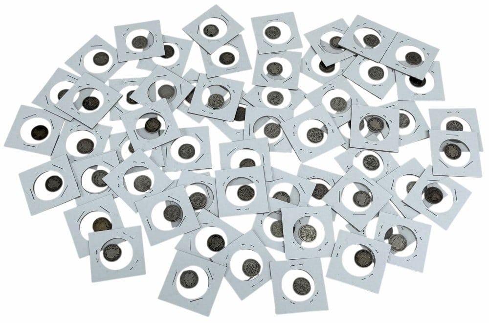 60 Piece Mixed Date United States Silver Barber Dimes: 60 Piece Mixed Date Silver Barber Dimes. Mixed conditions and dates, all full dates. $6 face value of 90% silver dimes.