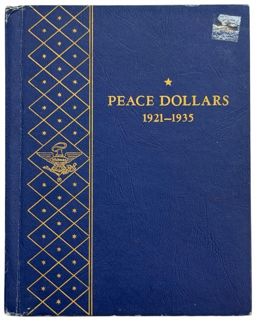 24 Piece 1921-1935 United States Peace Silver Dollar Complete Set: 24 Piece 1921-1935 United States Peace Silver Dollar Set. Nice mixed grade set in a Whitman Album. Includes the 1921 High Relief & 1928.
