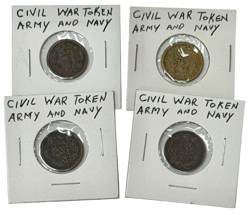 Lot Of Four Mixed Civil War Tokens: Lot Of Four Mixed Civil War Tokens. Mixed conditions.