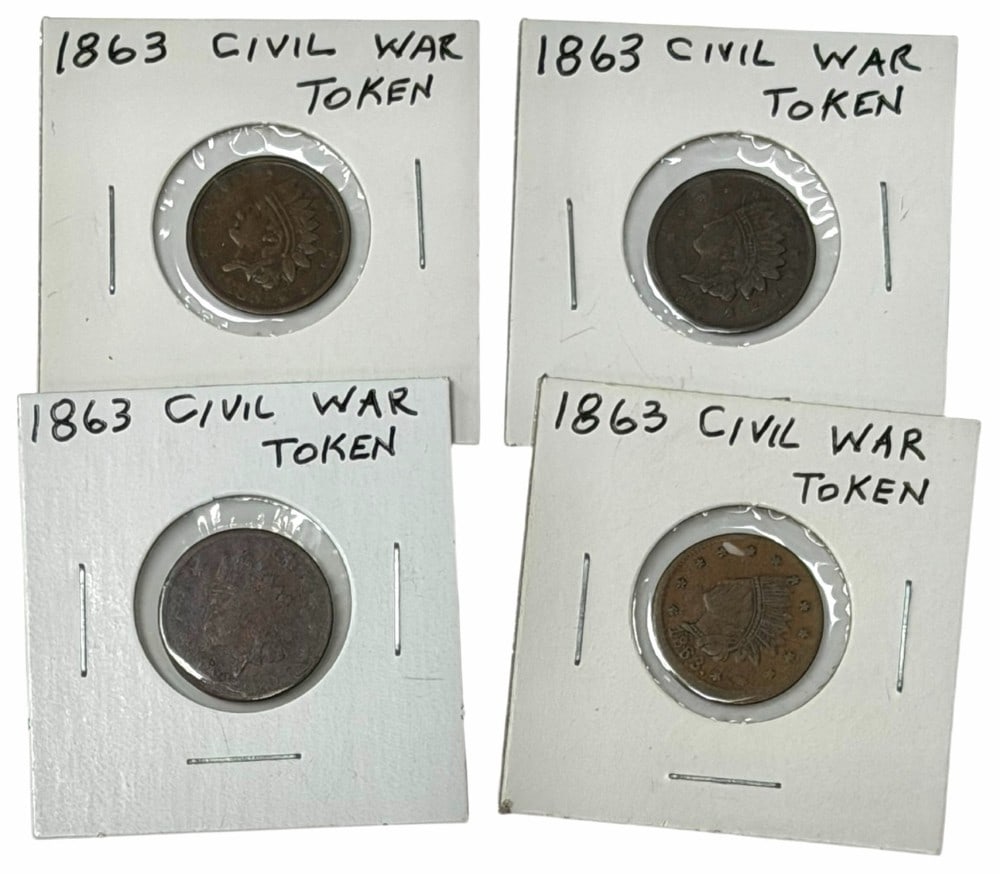 Lot Of Four 1863 Not One Cent Civil War Tokens (1 of 4)