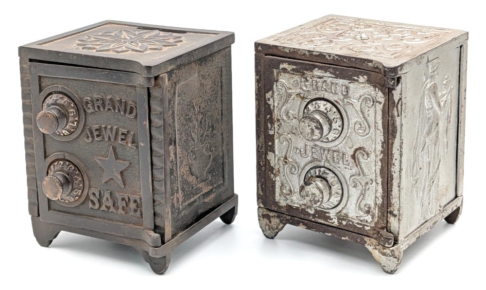 (2) Cast Iron Grand Jewel Double Dial Safe Bank (1 of 13)