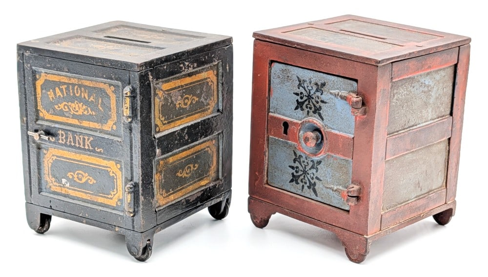 (2) Early Cast Iron Still Banks (1 of 11)