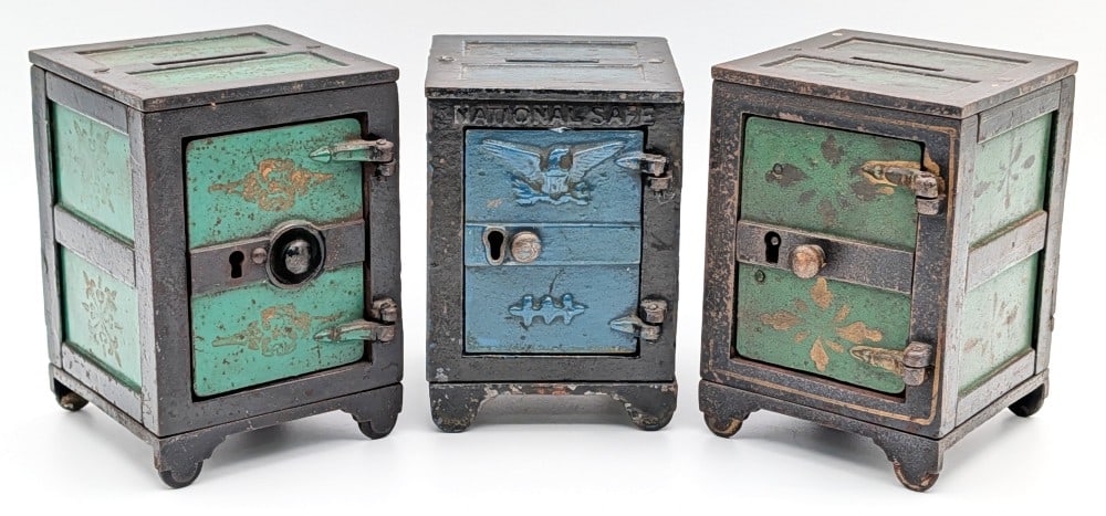 (3) Cast Iron Safe Still Banks (1 of 15)