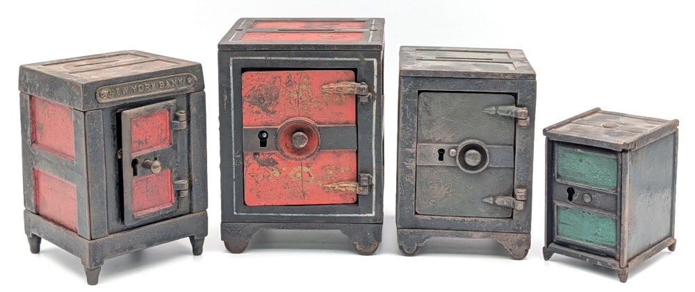 (4) Cast Iron Safe Still Banks (1 of 8)