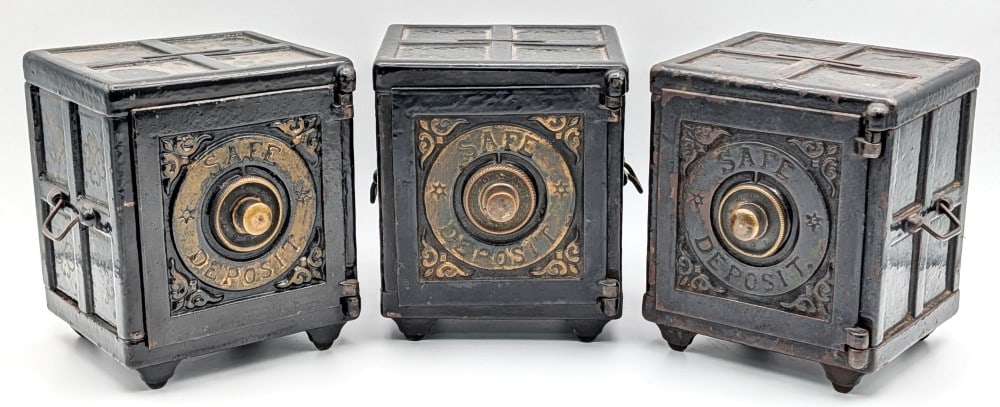 (3) Henry C. Hart Mfg. Co. Cast Iron Safe Deposit Still Banks (1 of 14)