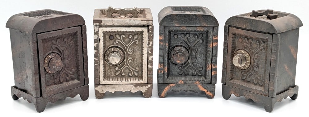 (4) Wing & Parson's Cast Iron Safe Still Banks (1 of 10)