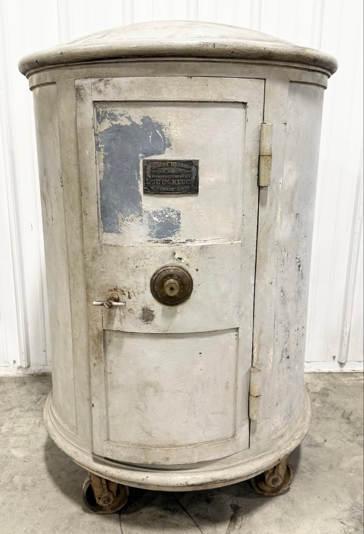 Antique Civil War Era Louis Keuck Cylindrical Safe (1 of 6)