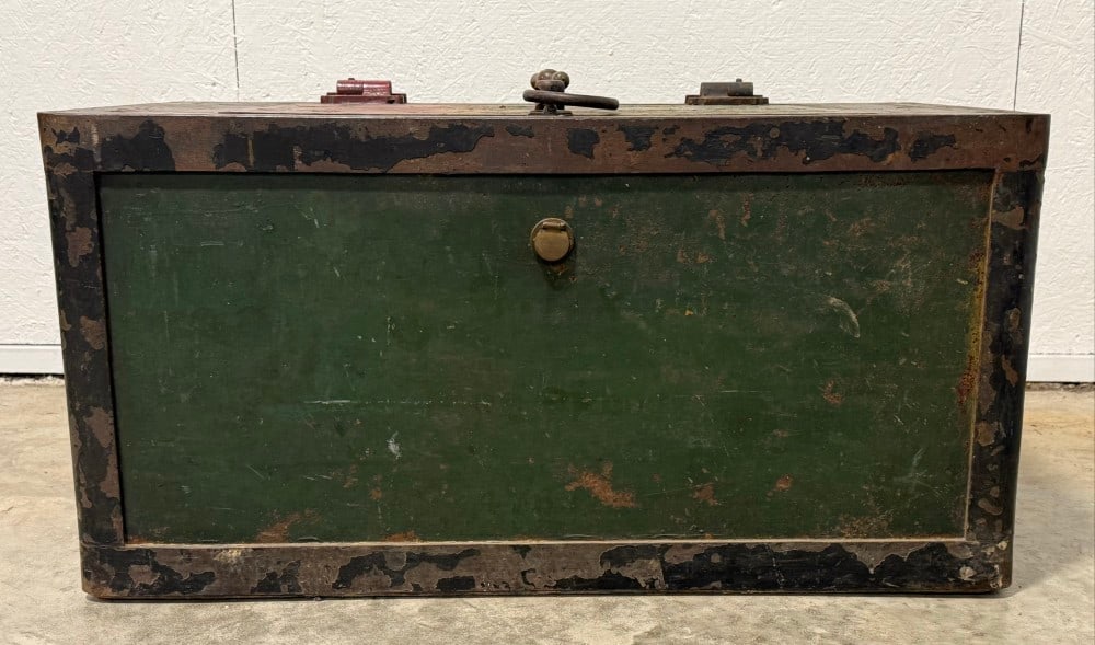 Antique Herring & Co. New York Strong Box: Circa mid to late 1800's Herring & Company New York Strong Box. The box has wood sides with a heavy cast iron frame. Marked on the inside of the lid. Appears to be in original condition, lock works, b