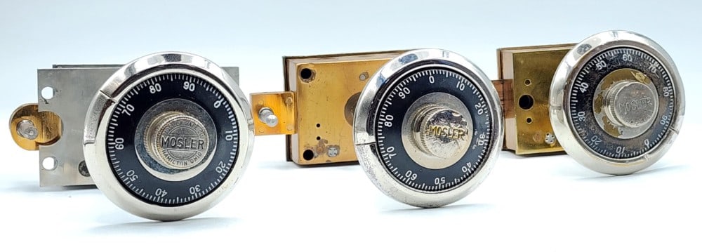 3 Mosler Safe Combination Dial Lock Mechanisms (1 of 8)