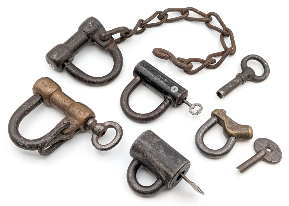 (5) Antique Shackles & Padlock (1 of 7)