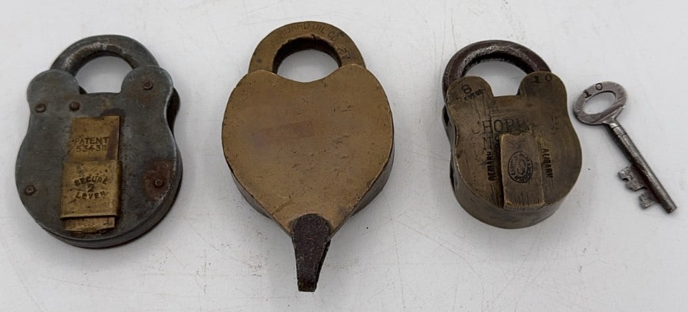 Chopps No. 666, Wilson Bohannon Co., & ERA Padlocks: Locks are all in various aged conditions with dings and wear from use and age. The Chopps comes with the key.