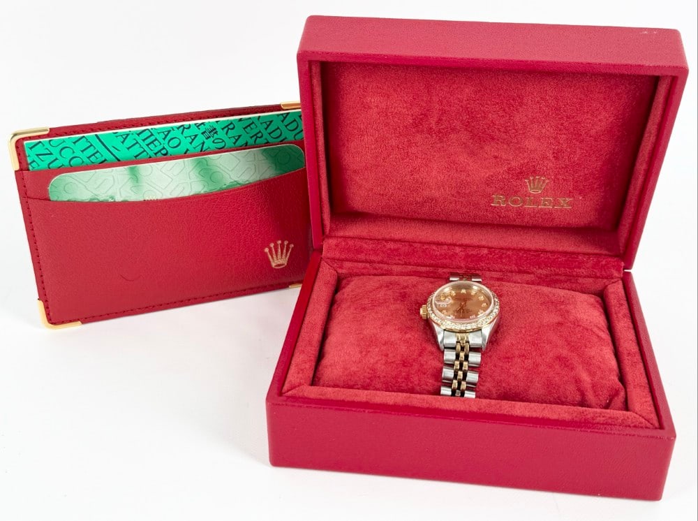 Ladies Rolex Two-Tone Oyster Perpetual Datejust Diamond Bezel Wristwatch With Box (1 of 7)