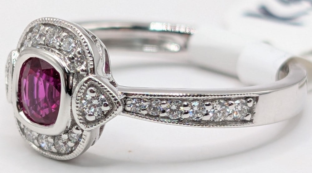 Platinum Aaron Gofflieb Ruby & Diamond Ring - 2