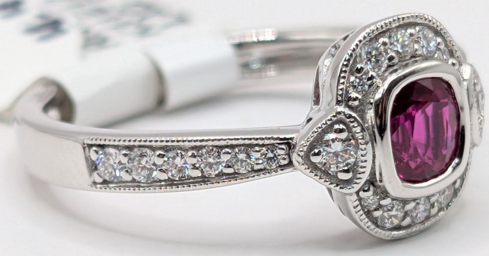 Platinum Aaron Gofflieb Ruby & Diamond Ring - 3