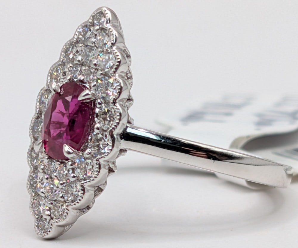 Platinum Aaron Gofflieb Ruby & Diamond Ring - 2