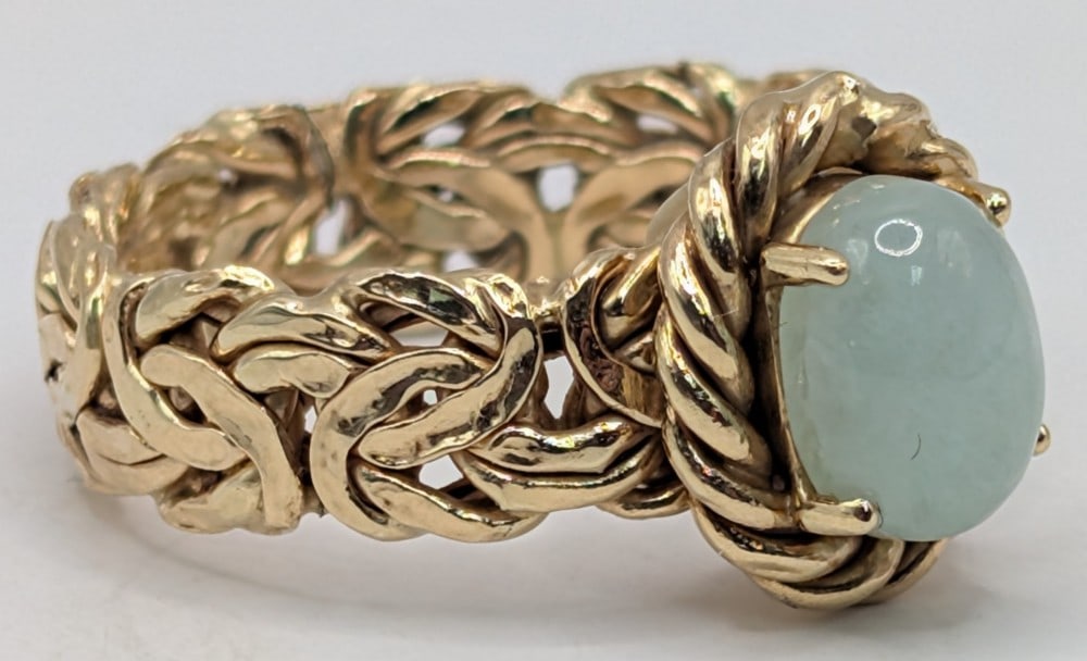 14K Gold Jade Ring - 3