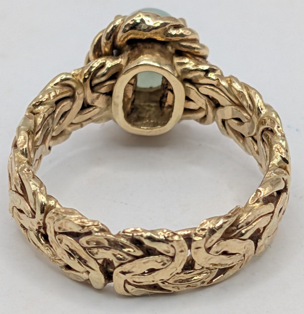 14K Gold Jade Ring - 4
