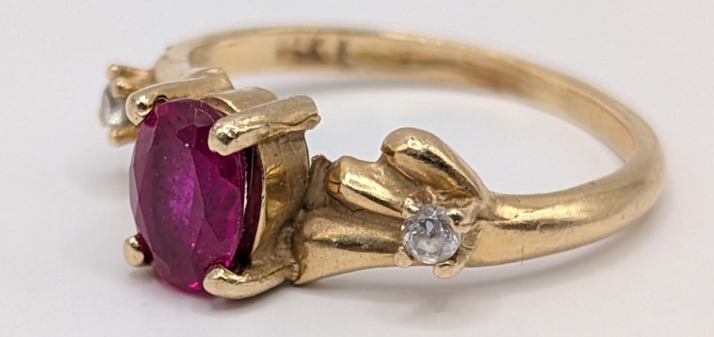 14K Gold Ruby & Diamond Ring - 2