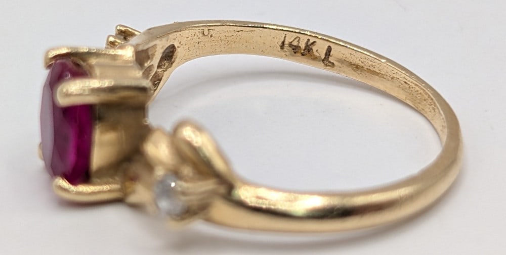 14K Gold Ruby & Diamond Ring - 4