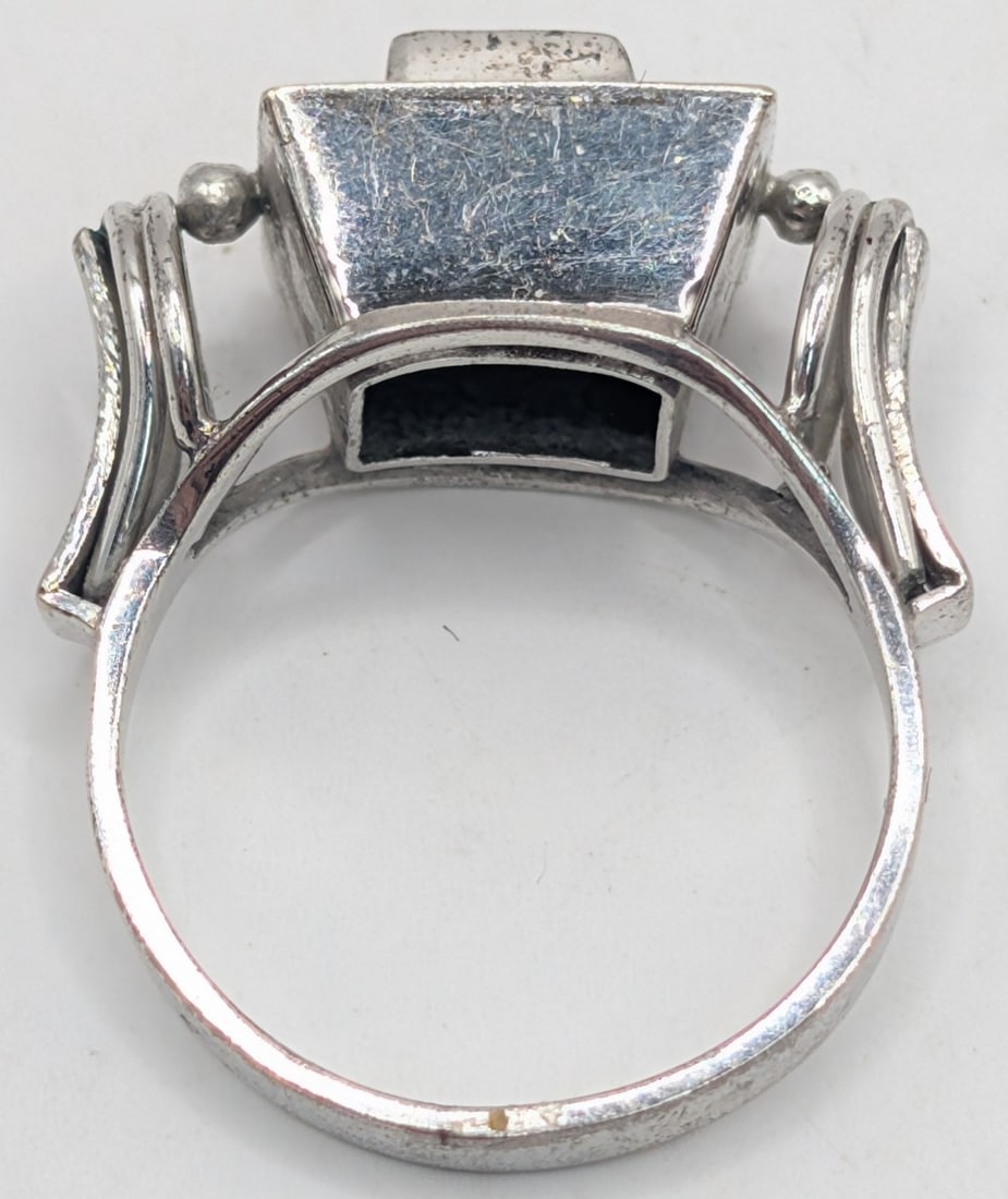 Palladium 1940's Emerald Ring - 4