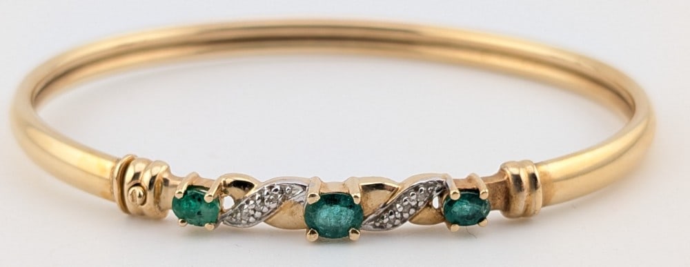 14K Gold Emerald & Diamond Bracelet (1 of 8)