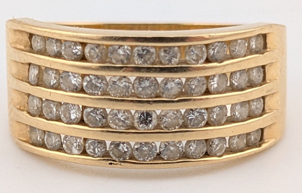 14K Gold 4-Row Channel Set Diamond Ring (1 of 5)