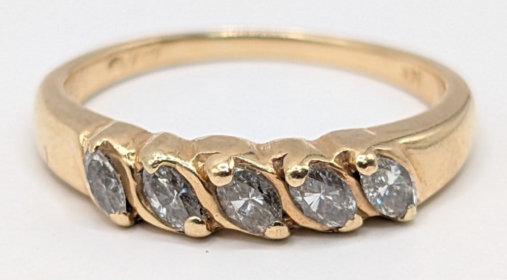 14K Gold 5 Stone Diamond Ring (1 of 4)