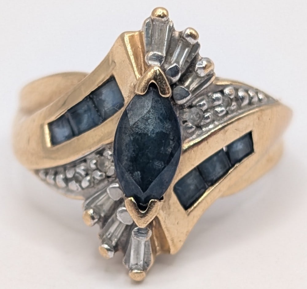10K Gold Sapphire & Diamond Ring (1 of 4)