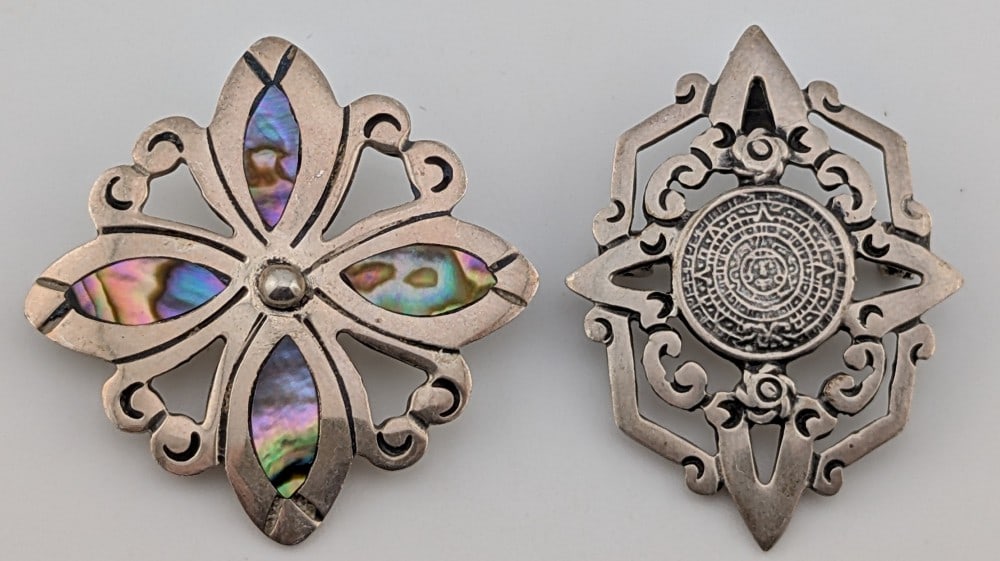 Lot of (2) Small Vintage Sterling Taxco Mexico Brooches (1 of 7)