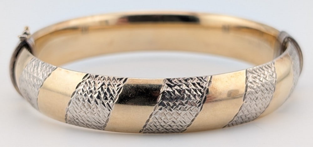 Sterling & 14K GF Spring Hinged Bangle Bracelet (1 of 7)