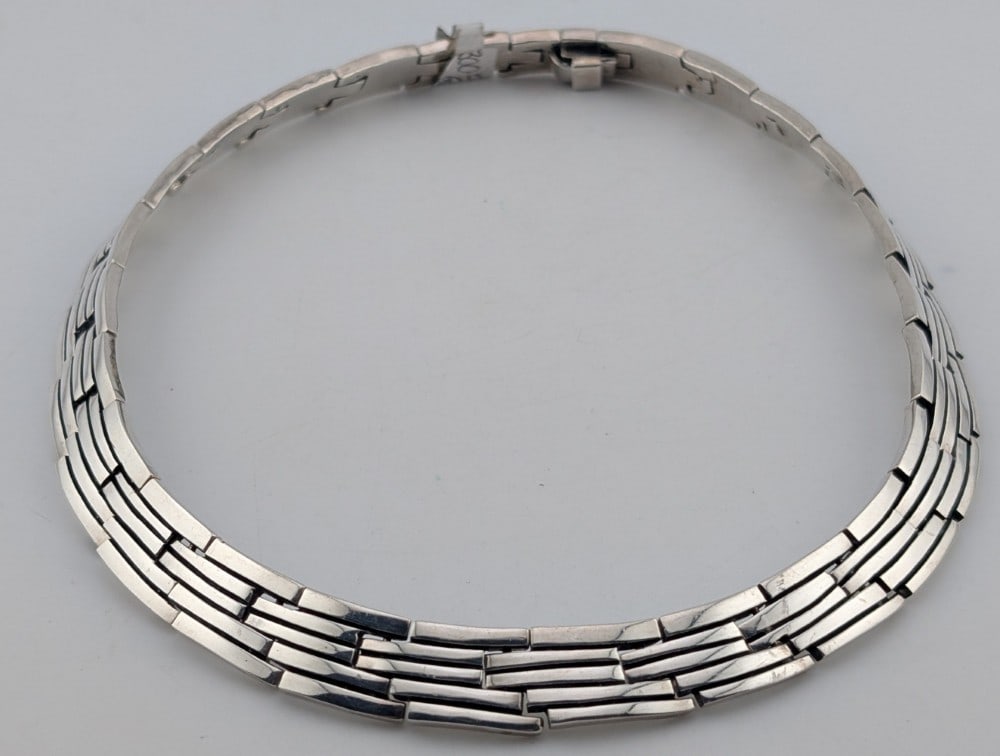 Vintage Sterling Mexico Link Collar Necklace (1 of 4)