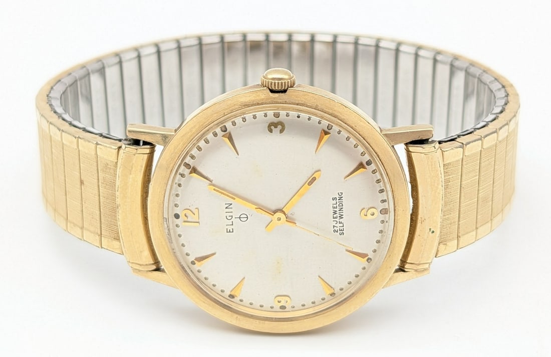 Elgin 10kt Gold Stretch Men's Wrist Watch (1 of 7)