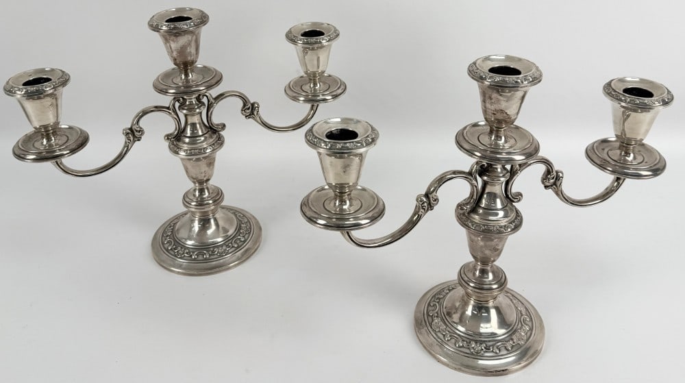 Pair Of Gorham Strasbourg Sterling Silver 3-Light Candelabras (1 of 6)