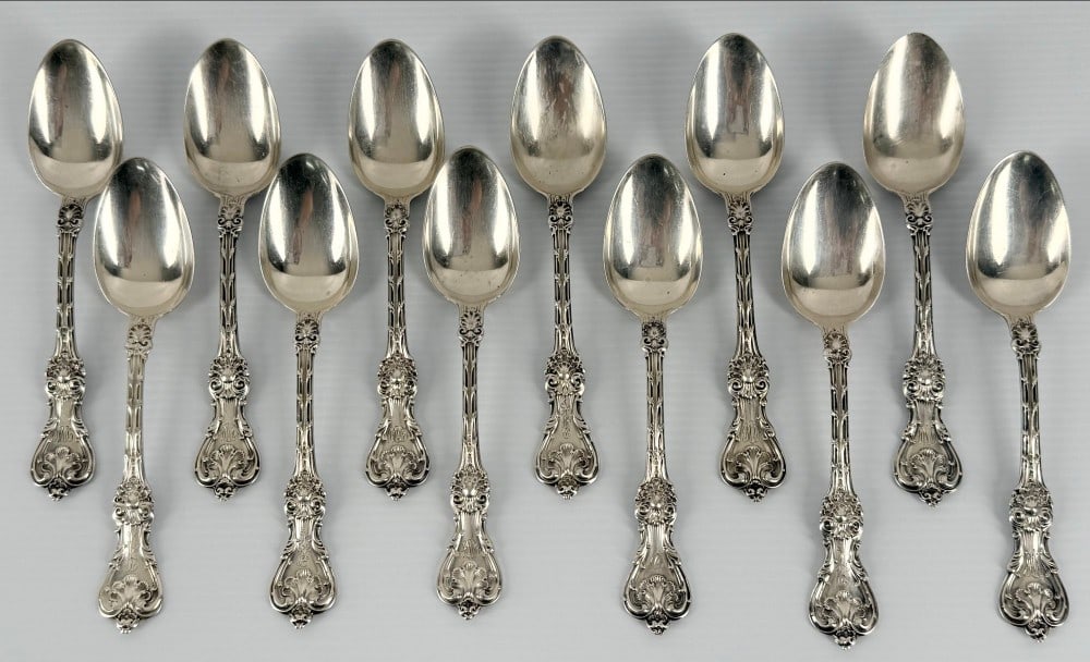 12 Piece Whiting Sterling Silver "King Edward" Teaspoons (1 of 7)