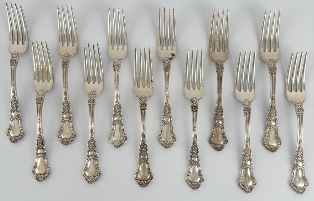 12 Piece Gorham Sterling Silver "Baronial-Old" Place Forks (1 of 6)