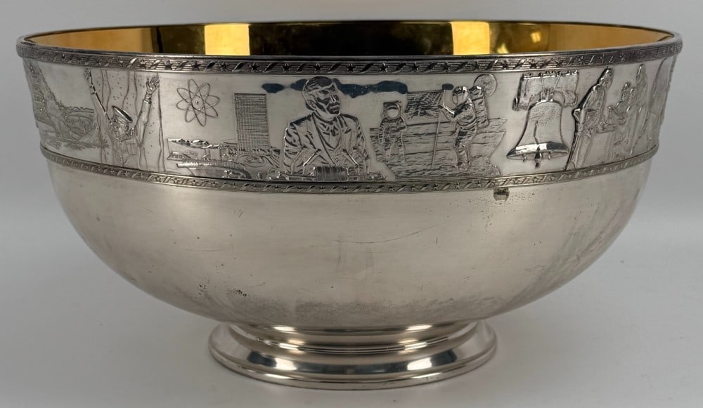 Monumental 1976 The Franklin Mint Sterling Silver Bicentennial Bowl 167 Troy Ounces (1 of 7)