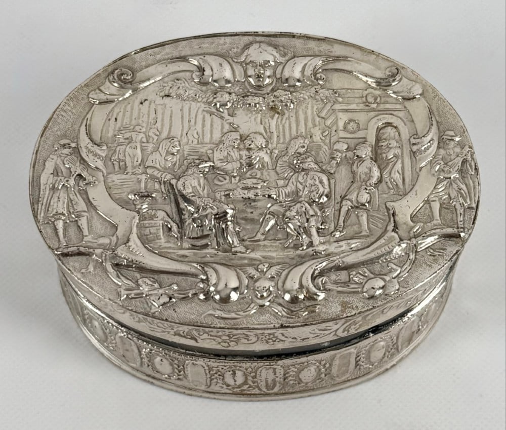 Antique Continental Silver Tavern Scene Sterling Silver Trinket Box (1 of 5)
