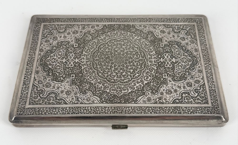 Antique .900 Fine Silver Persian Qajar Cigarette Case (1 of 4)