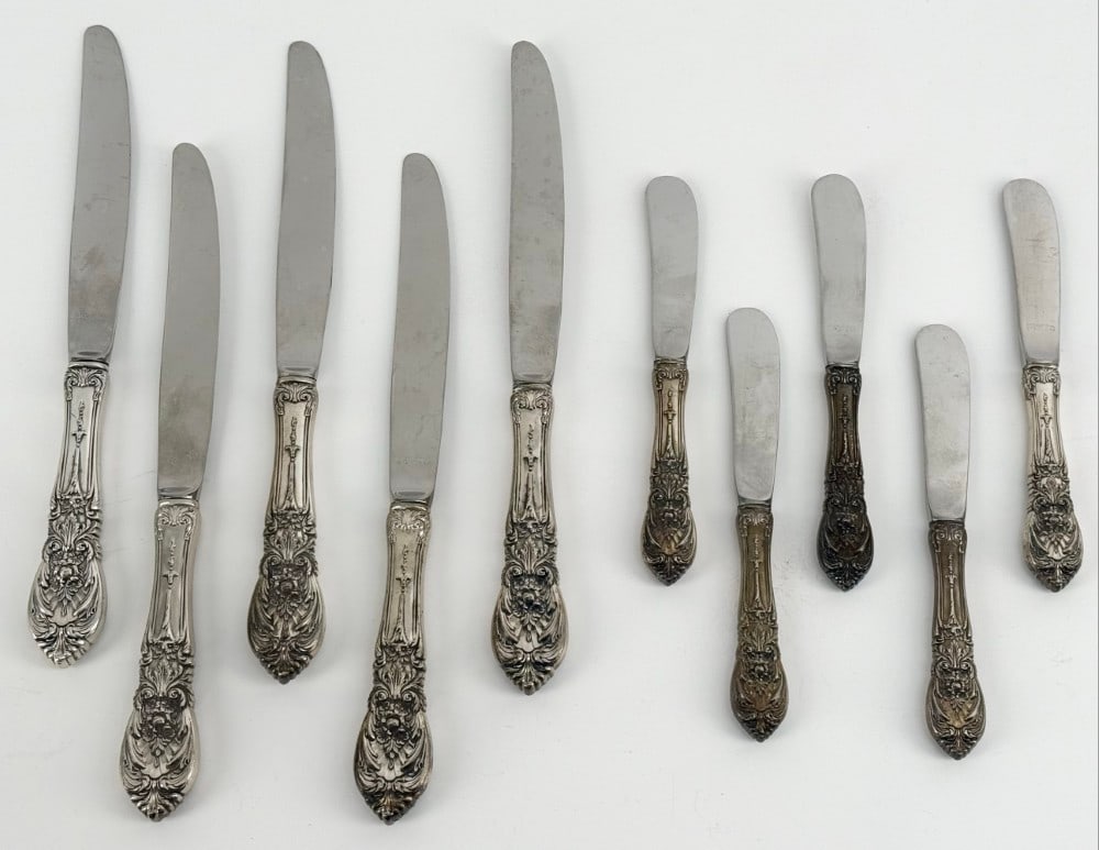 Set Of Ten Sterling Silver International "Richelieu" Hollow Handle Knives (1 of 9)