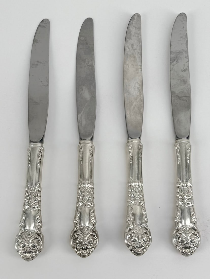 Set Of Four Sterling Silver Reed & Barton "French Renaissance" Hollow Handle Knives (1 of 6)
