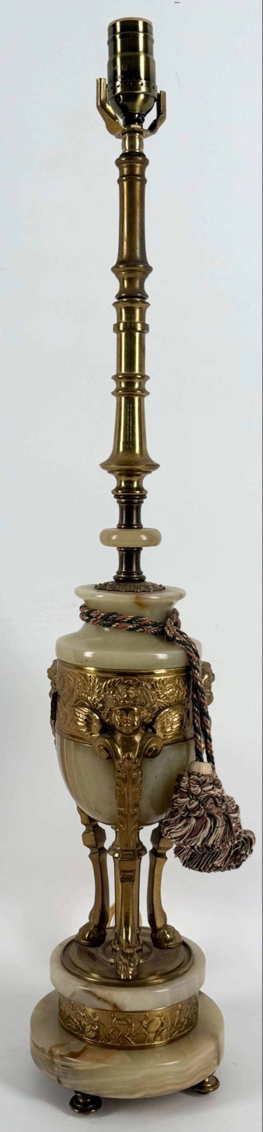 Antique French Neoclassical Louis XV Style Onyx Urn Bronze Cherub Lamp (1 of 7)